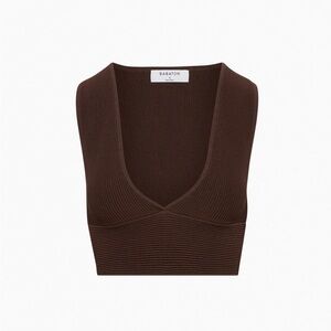 Aritzia Babaton Sculpt Knit Deep V Tank in Coffee Bean brown size Small